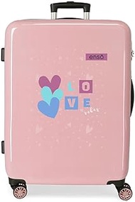 Love Vibes Medium Pink Suitcase 48 x 68 x 26 cm Hard Plastic Side Combination Lock 70 Litre 3 kg 4 W