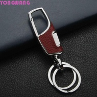 YONGWANG66HR Car Keyring, Metal 360 Degrees Leather Key Chain, Best Gift Double Switch Waist Hanging