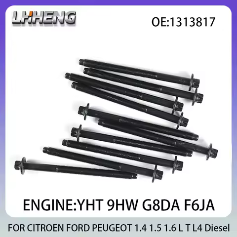 Engine cylinder head bolts FOR CITROEN C-ELYSEE C1 C2 C3 C4 C5 DS3 DS4 DS5 FORD PEUGEOT 1.4L 1.5L 1.