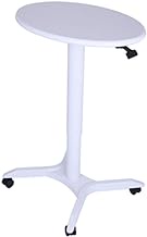 Sit-Stand Mobile Laptop Stand Desk, Height Adjustable/Round Lacquered Table Bedside Table, Lockable PU Casters Adjustable Laptop Stand Cart，26.8-42.5in Fashionable
