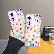 For OPPO Reno11 F 5G OPPOReno11F Reno11F Reno 11 F 11F TPU Softcase Lovely Cute Phone Case Colorful White Flowers Handphone Casing for Girls Transparent Clear Cover