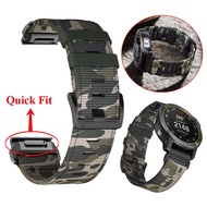 22mm 26mm Camouflage Nylon Quick Fit Band Breathable Sports Strap For Garmin Fenix 7 7X 6 6X Pro 5 5X Plus 3 3HR 2 Approach S60 S62 S70 47mm Marq Gen2