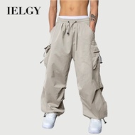 IELGY Men's work pants street hip-hop wide leg loose pants