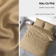 Bộ Ga Gối 4 Món Lụa Tencel Size 2mx2m và 2m2x2m Trơn Nhiều Màu AOICONCEPT cao cấp Hàn Quốc Êm Ái Tho