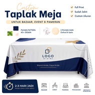 Custom Logo Booth Tablecloth bebas Choose Background | Full Print for Bazaar, Events & Exhibitions |