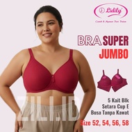 Lidily Bra Jumbo E CupBIG with 5 hooks, thin foam, no wire, size 52, 54, 56 and 58