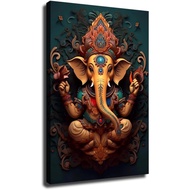 Colorful Ganesha Elephant God Hindu Art (Framed,08x12 inch)