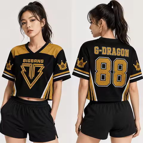 Kpop Group Mesh Crop Top Football Jersey Kpop VIP G-dragon Taeyang Daesung World Tour Concert For Fa