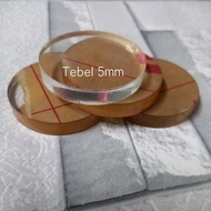 Akrilik Bulat Koin Karambol Warna Bening Tebel 5mm Ukuran 4cm / 5cm