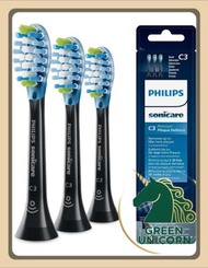 Philips 飛利浦 Sonicare C3 Premium極致清潔刷頭， Sonicare 牙菌斑防禦替換刷頭，黑色智能清潔刷頭，3支裝（黑色），三支裝，HX9043/96，原裝正品，德國製造刷頭