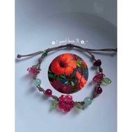 Fabric string bracelets, handmade Forest Flower drawstring bracelets by Janest