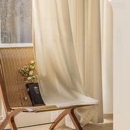 Checkered Sheer Curtain Cotton Linen Thin Sheer Curtain Living Room Bedroom Semi-Blackout Curtain