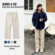 Men's BEIGE BASIC KAKI JEANS - JEANS & CO - REGULAR KAKI PANTS BEIGE