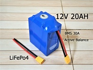 12V 20Ah BMS 30A แบตเตอรี่ลิเธียมฟอสเฟตพร้อมใช้ Lifepo4