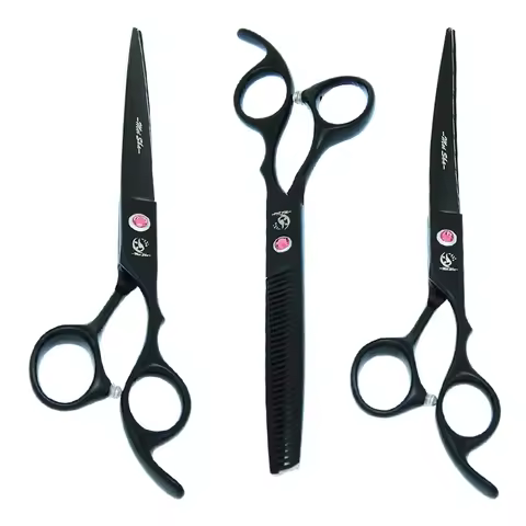 7.0" Professional Pets Grooming Scissors Dogs Cat Straight Curved Cutting Beauty Shear Animal Thinni