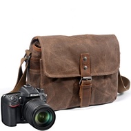 Camera Bag SLR Camera Bag Outdoor Camera Bag Digital SLR Professional Waterproof Oil Wax Canvas Camera Bag Micro Shoulder Bag