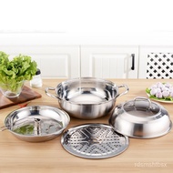 【TikTok】Thickened Stainless Steel Multi-Functional Steam Hot Pot Sauna Pot Seafood Single-Layer Steamer Induction Cooker