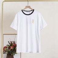 YSL 2024 spring and summer new letter printed cotton short-sleeved T-shirt top sweetly covers the belly