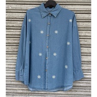 KHARIN FLOWER DENIM SHIRT KOREAN STYLE DENIM