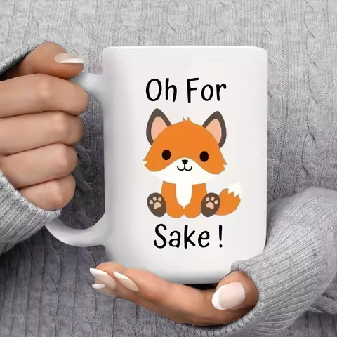 Fox Coffee Mug Ceramic Cup Oh for Sake Cute Cartoon Beautiful Idea Birthday Gifts Christmas Gift Cut