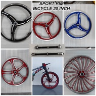 SPORT RIM ALLOY TIGA BATANG SABIT / SPORT RIM BASIKAL 3 BATANG /20 INCH SPORT RIM / KID BICYCLE SPOR