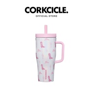 Corkcicle 22 oz (650 ml) Cruiser Tumbler | Cowgirl White Glitter Keeps Cold 20hrs Portable Glass