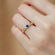 青葉之境歐式彩色剛玉金雕拉絲18K金藍寶石戒指紅寶石戒指