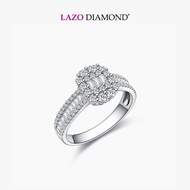 LAZO DIAMOND The Illusion Halo Baguette Diamond Ring in 9k White Gold