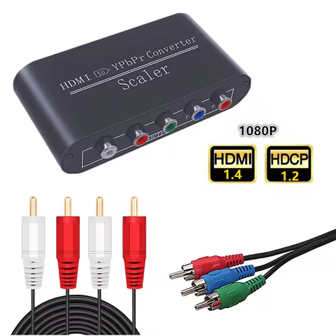 1080P HDMI to Component Video Converter HDMI to YpbPr RGB 5RCA Adapter with Scaler Function With Pow