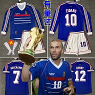 football jersey world cup jersey 98 France Jersey Home 10 Zidane Long Sleeve 1998 World Cup Deschamp