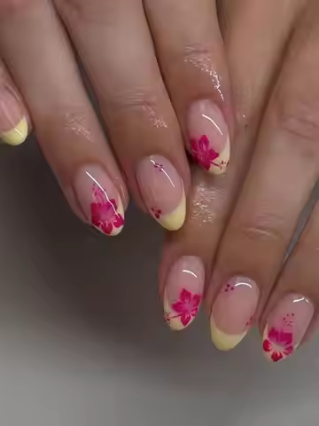 24PCS Safflower French Style Fake Nail Press on Nail