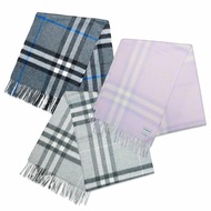 Burberry 喀什米爾流蘇羊毛格紋圍巾(多色任選)