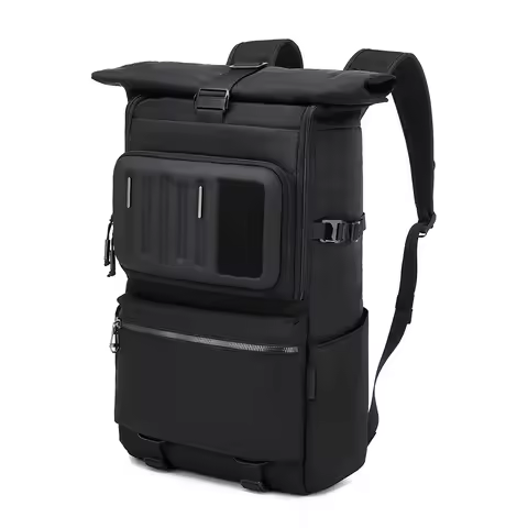OZUKO Roll Top Backpack for Men, Multi Layer Functional Backpack with Large Opening for Storage, Com