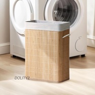 [Dolity2] Bamboo Laundry Storage Basket Washing Basket Foldable with Handles Laundry