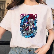 New Anime Akaza Graphic Print T-shirt Women Men Fashion Round Neck Loose Tee Shirt Streetwear Casual