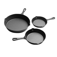 SPECIAL COMBO -16/20/26cm Pre-Seasoned Pure Cast Iron Skillet NonStick FryingPan Outdoor Camping Kua