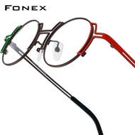FONEX Gọng kính Titan phụ nữ 2025 thời trang mới thiết kế thương hiệu kính tròn nam giới chất lượng 