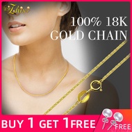 ZHIXI 18K เครื่องประดับทองคำโซ่ทองสีเหลืองแท้18K จี้สร้อยคอ Au750จริงของขวัญปาร์ตี้งานแต่งงานสำหรับผ
