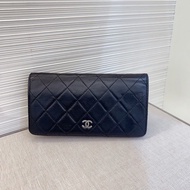 98新 香奈兒 黑銀 錢包 11開 香奈兒發財包  自己加上鏈條 當做斜挎包使用