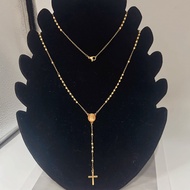 Stainless Steel Gold Rosary Cross St Benedict&Mama Mary&Padre Pio Prayer Faith Necklace(free box)