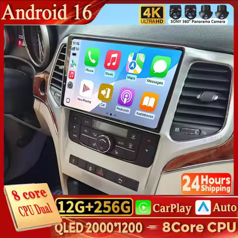 Android 16 Carplay Android Auto For Jeep Grand Cherokee WK2 2010 - 2013 Car Multimedia Radio Video P