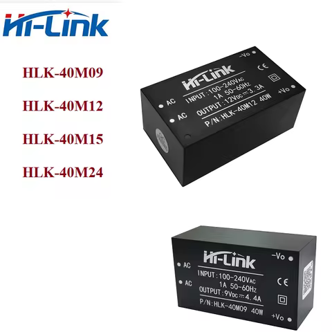 1pcs 9V/12V/15V/24V HLK-40M24 HLK-40M12 220V To 12V 24V 4.4A 3.3A 2.6A 1.6A 40W Series Isolation AC 