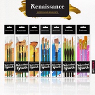 Renaissance Watercolour Brush Set - Flat Angle Angular Round Liner Fan - Synthetic Bristles - Regula