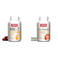 Jarrow Formulas MK-7 90 mcg - Bioactive Form of Vitamin K2 & Zinc Balance 15 mg - 100 Servings (Vegg