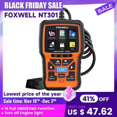 FOXWELL NT301 Full OBDII/EOBD Code Reader Scanner Automotive Professional Scanner Diagnostic Tool PK