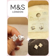 Marks and Spencer Silver Square Stud Earring (With Cloth Bag)