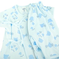 ENFANT (อองฟองต์) ชุดเสื้อป้ายแขนสั้น+กางเกงสามส่วน สำหรับเด็กอายุ 0-6 เดือน คอลเลกชั่น หมีซัมเมอร์ ผ้าคอตตอนแท้ สีฟ้า