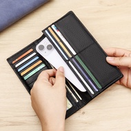 Long Wallets for Men Business Thin Soft Genuine Leather Wallet Card Holder Coin Purse Can Hold 16.5c