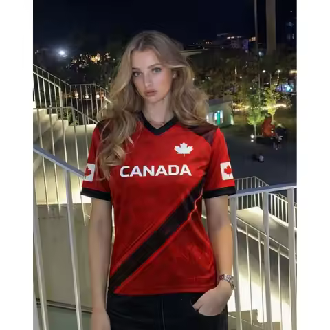 Retro Family Canada Soccer Jersey V‑Neck 2026 Crest Fan Football Shirt Maple‑Leaf Theme Short‑Sleeve