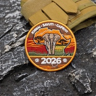[Custom Velcro patch] AE.African savanna elephant circle embroidery 3D Embroidery Velcro Patch /Badg
